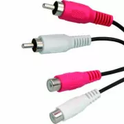 Cablu prelungitor audio 2x CINCH tată - 2x CINCH mamă, 1,5 m, negru