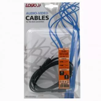 Cablu audio Jack (3,5 mm) tată - Jack (3,5 mm) tată, 1,5 m, negru, Logo blister