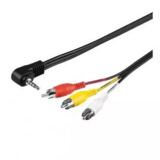 Cablu audio/video Jack (3,5 mm) mascul - 3x CINCH mascul, 1,5 m, jack cu 4 pini 90°, negru, blister cu logo