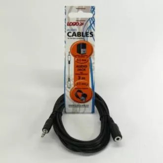 Cablu prelungitor audio Jack (3.5mm) tată - Jack (3.5mm) mamă, 3m, negru, Logo