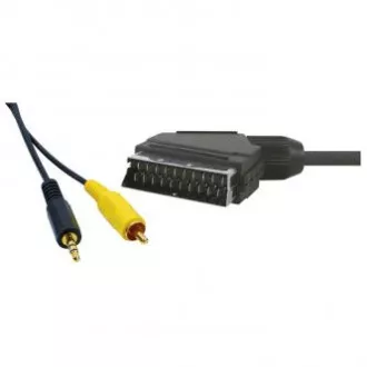 Cablu video SCART tată - CINCH tată + Jack (3.5mm) tată, 5m, negru, REDUCERE