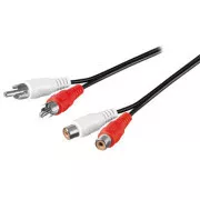 Cablu prelungitor audio 2x CINCH tată - 2x CINCH mamă, 5m, negru