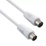 Cablu antenă coaxial (9,5 mm) tată - coaxial (9,5 mm) mamă, 2 m, 75 Ohm, alb
