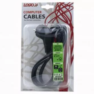Cablu de alimentare 230V, CEE7 (priza) - C13, 2m, omologat VDE, negru, Logo, blister