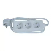 Cablu de retea prelungitor 230V, CEE7 (priza) - priza 3x, 2m, omologat VDE, alb