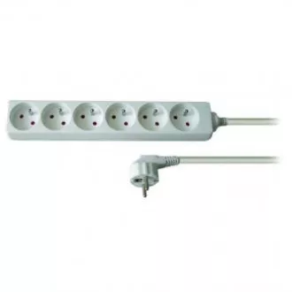 Cablu de retea prelungitor 230V, CEE7 (priza) - priza 6x, 2m, omologat VDE, alb