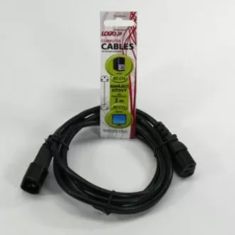 Cablu de retea prelungitor 230V, C13 - C14, 2m, omologat VDE, negru, Logo