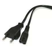 Cablu de alimentare 230V, CEE7/16 (ștecher euro) - C7, 2m, omologat VDE, negru, capăt cu 2 pini