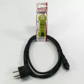 Cablu de retea alimentare 230V pentru notebook, CEE7 (priza) - C5, 2m, omologat VDE, negru, Logo, capac in forma de trifoi (MickeyM
