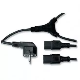 Cablu de alimentare 230V, CEE7 (priza) - C13 2x, 2m, omologat VDE, negru, Logo, furca, VANDARE
