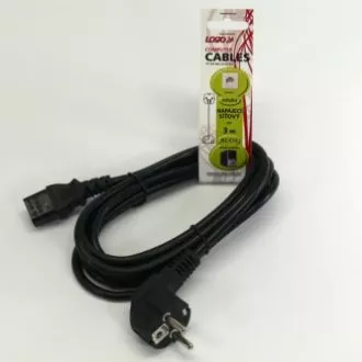 Cablu de alimentare 230V, CEE7 (priza) - C13, 3m, omologat VDE, negru, Logo
