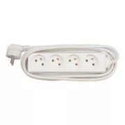 Cablu de alimentare prelungitor 230V, CEE7 (ștecher) - priză 4x, 3m, aprobat VDE, alb, REDUCERE