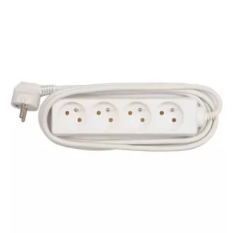 Cablu de retea prelungitor 230V, CEE7 (priza) - priza 4x, 3m, omologat VDE, alb