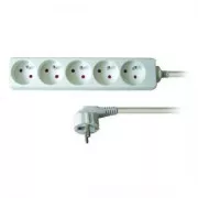 Cablu de alimentare prelungitor 230V, CEE7 (ștecher) - priză 5x, 3m, aprobat VDE, alb, REDUCERE