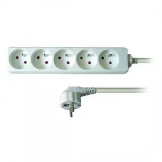 Cablu de retea prelungitor 230V, CEE7 (priza) - priza 5x, 3m, omologat VDE, alb