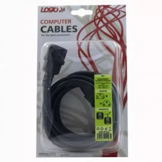 Cablu de retea prelungire 230V, C13 - C14, 3m, omologat VDE, negru, Logo, blister