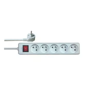 Cablu de alimentare prelungitor 230V, CEE7 (ștecher) - priză 5x, 5m, aprobat VDE, alb, cu întrerupător, REDUCERE Cablu de alimentare prelungitor 230V, CEE7 (ștecher) - priză 5x, 5m, aprobat VDE, alb, cu întrerupător, REDUCERE