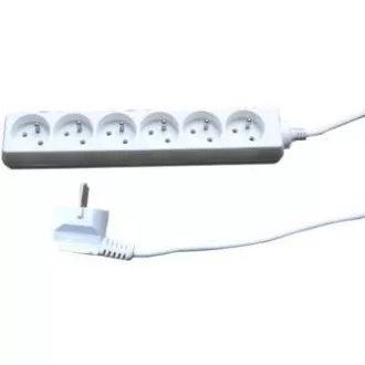 Cablu de retea prelungitor 230V, CEE7 (priza) - priza 6x, 5m, omologat VDE, alb