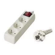 Cablu de retea prelungitor 230V, CEE7 (priza) - priza 3x, 7m, alb, cu comutator
