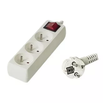 Cablu de retea prelungitor 230V, CEE7 (priza) - priza 3x, 7m, alb, cu comutator