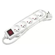 Cablu de retea prelungitor 230V, CEE7 (priza) - priza 5x, 10m, omologat VDE, alb, cu intrerupator