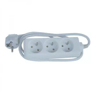 Cablu de retea prelungitor 230V, CEE7 (priza) - priza 3x, 10m, alb