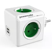 Priză 240V, CEE7 (priză) - POWERCUBE, 0,1 m, USB ORIGINAL, verde, POWERCUBE, 4 prize, 2 porturi USB