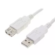 Cablu prelungitor USB (2.0), USB A tată - USB A mamă, 0,3 m, alb