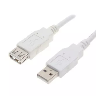 Cablu prelungitor USB Logo (2.0), USB A mascul - USB A femela, 0.3m, alb, blister