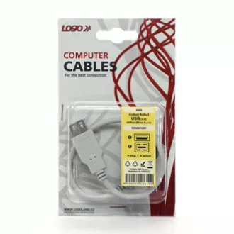 Cablu prelungitor USB Logo (2.0), USB A mascul - USB A femela, 0.3m, alb, blister