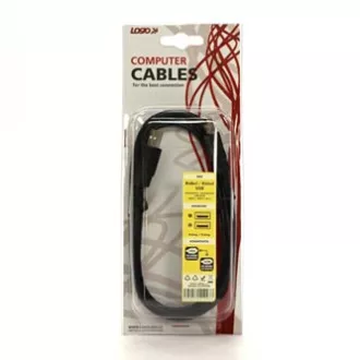 Cablu USB cu logo (2.0), USB A tată - USB A tată, 1,8 m, negru, blister, de mare viteză