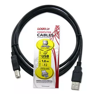 Cablu USB Logo (2.0), USB A tată - USB B tată, 1,8 m