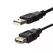 Cablu prelungitor USB (2.0), USB A tată - USB A mamă, 1,8 m, negru