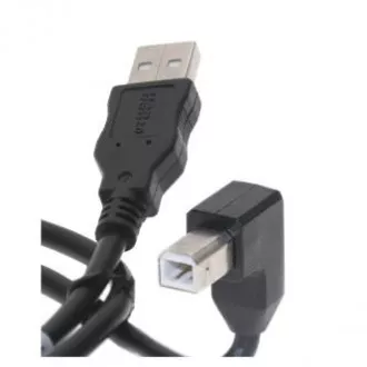 Cablu USB (2.0), USB A tată - USB B tată, 2m, îndoit 90°, negru