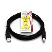 Cablu USB Logo (2.0), USB A tată - USB B tată, 3m, negru