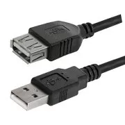 Prelungitor USB cu logo (2.0), USB A tată - USB A mamă, 3m, negru