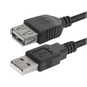 Cablu prelungitor USB Logo (2.0), USB A mascul - USB A femela, 3m, negru, blister