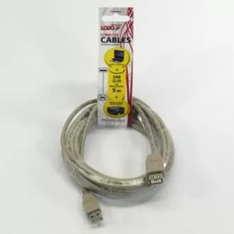 Cablu prelungitor USB Logo (2.0), USB A mascul - USB A femela, 5m, gri, LA VANDARE