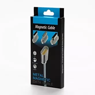 Cablu USB cu terminale (2.0), USB A tată - microUSB tată + Apple Lightning tată + USB C sam, 1m, rotund, împletit, argintiu,
