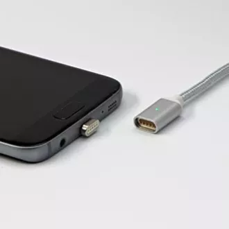 Cablu USB cu terminale (2.0), USB A tată - microUSB tată + Apple Lightning tată + USB C sam, 1m, rotund, împletit, argintiu,