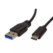 Cablu USB (3.1), USB A tată - USB C tată, 1m, rotund, negru, pungă de plastic