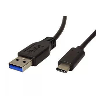 Cablu USB (3.1), USB A tată - USB C tată, 2m, rotund, negru, pungă de plastic