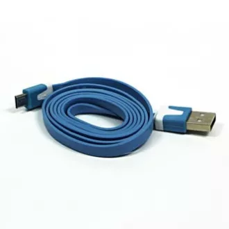 Cablu USB (2.0), USB A tată - microUSB tată, 1m, plat, albastru