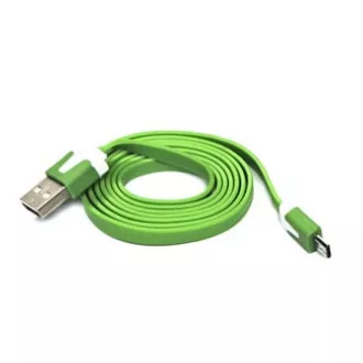 Logo USB cablu (2.0), USB A tată - microUSB tată, 1m, plat, verde, blister, RETAIL