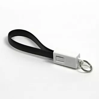 Cablu USB cu logo (2.0), USB A tată - microUSB tată, 0,2 m, negru, blister, breloc, SUPREME