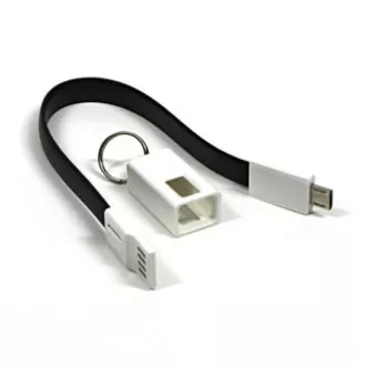 Cablu USB cu logo (2.0), USB A tată - microUSB tată, 0,2 m, negru, blister, breloc, SUPREME