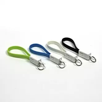 Cablu USB cu logo (2.0), USB A tată - microUSB tată, 0,2 m, negru, blister, breloc, SUPREME