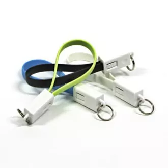 Cablu USB (2.0), USB A tată - microUSB tată, 0,2 m, alb, breloc, RETAIL