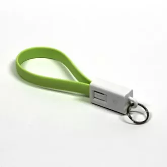 Cablu USB cu logo (2.0), USB A tată - microUSB tată, 0,2 m, verde deschis, blister, breloc