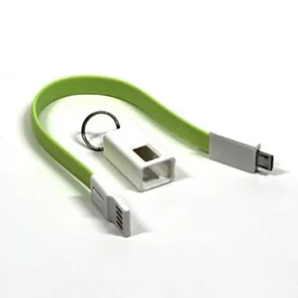 Cablu USB cu logo (2.0), USB A tată - microUSB tată, 0,2 m, verde deschis, blister, breloc